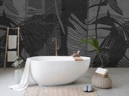 papier peint nuit de barbade situation dans une salle de bain avec baignoire ovale