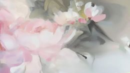 papier peint peonia motif a fleur rose et gris tres doux