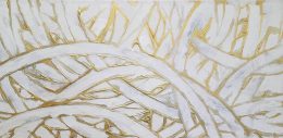 papier peint ricciolid Oro motif ligne blanche et or texture