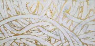 papier peint ricciolid Oro motif ligne blanche et or texture