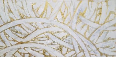 papier peint ricciolid Oro motif ligne blanche et or texture