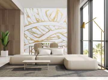 papier peint ricciolid oro bandes blanches et or situation dans un salon