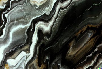 papier peint vague noire motif de vague dans les coloris de noir blanc et or
