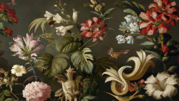 papier peint victoria motif fleural sur fond kaki