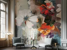 papier peint pop situation dans un salon