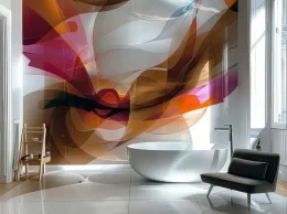 papier peint rubans de soie ambiance dans une salle de bain
