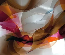 papier peint rubans de soie abstrait rose orange blanc brun